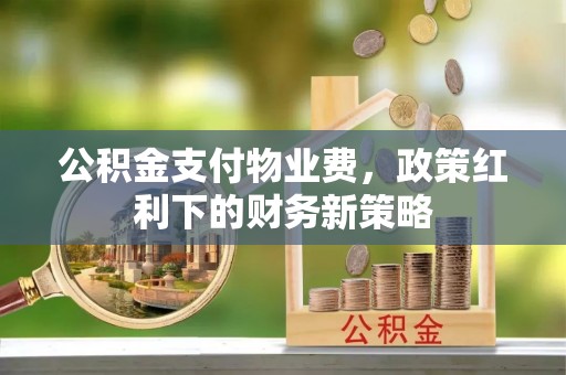 阿拉山口公积金支付物业费，政策红利下的财务新策略