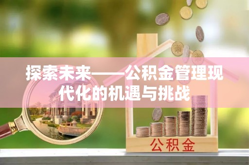 阿拉山口探索未来——公积金管理现代化的机遇与挑战